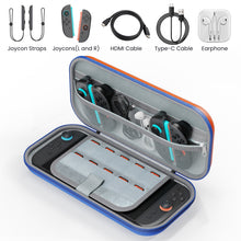 Lade das Bild in den Galerie-Viewer, MEKO Tasche für Nintendo Switch 2 (2025) – Wasserabweisende PU-Ledertasche Switch-Schutzhülle mit 10 Spielkarten-Fächern, stoßfestem Eva-Innenfutter &amp; Vollschutz-Design (Rot und Blau)
