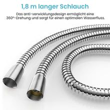 Lade das Bild in den Galerie-Viewer, MEKO Duschschlauch 1,8m – 304 Edelstahl Brauseschlauch mit universellem Anschluss, Extra-Länge Duschkopf Schlauch und 360-Grad flexibles Anti-Verwicklungsdesign (Silber)
