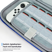 Lade das Bild in den Galerie-Viewer, MEKO Tasche für Nintendo Switch 2 (2025) – Wasserabweisende PU-Ledertasche Switch-Schutzhülle mit 10 Spielkarten-Fächern, stoßfestem Eva-Innenfutter &amp; Vollschutz-Design (Rot und Blau)
