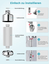 Lade das Bild in den Galerie-Viewer, MEKO 32-Stufen Duschfilter, Ersetzbare Shower Filter Duschwasserfilter für hartes Wasser, Reduziert Chlor, Verunreinigungen, Schwermetalle, Filterkapazität 20,000 L, 1 Ersatz-Filterpatrone
