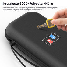 Lade das Bild in den Galerie-Viewer, MEKO Tasche für Nintendo Switch 2 (2025) Robuste 600D-Polyester-Switch-Schutzhülle mit 10 Spielkarten-Fächern, stoßfestem Eva-Innenfutter &amp; Vollschutz-Design (Schwarz)
