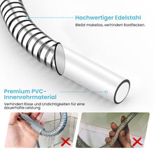 Lade das Bild in den Galerie-Viewer, MEKO Duschschlauch 1,8m – 304 Edelstahl Brauseschlauch mit universellem Anschluss, Extra-Länge Duschkopf Schlauch und 360-Grad flexibles Anti-Verwicklungsdesign (Silber)
