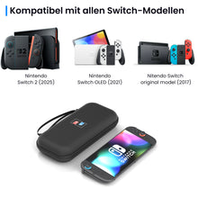 Lade das Bild in den Galerie-Viewer, MEKO Tasche für Nintendo Switch 2 (2025) Robuste 600D-Polyester-Switch-Schutzhülle mit 10 Spielkarten-Fächern, stoßfestem Eva-Innenfutter &amp; Vollschutz-Design (Schwarz)
